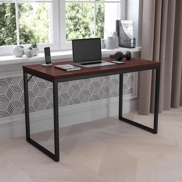 Flash Furniture Commercial Grade Industrial Style Office Desk, 47" Length, Mahogany GC-GF156-12-MHG-GG - main